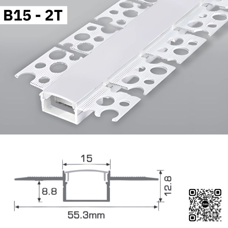 Thanh Nhôm Giấu Viền Uốn Cong Dài 1m5 | B15-2T